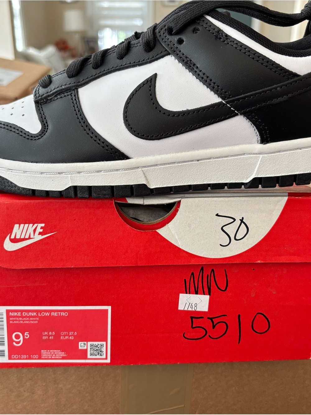 Nike Black and White Dunk Low Sneakers